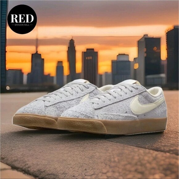 Nike Blazer Low 77 Vintage Football Grey Suede Shoes FQ8060‑003 - Women's Sz 8